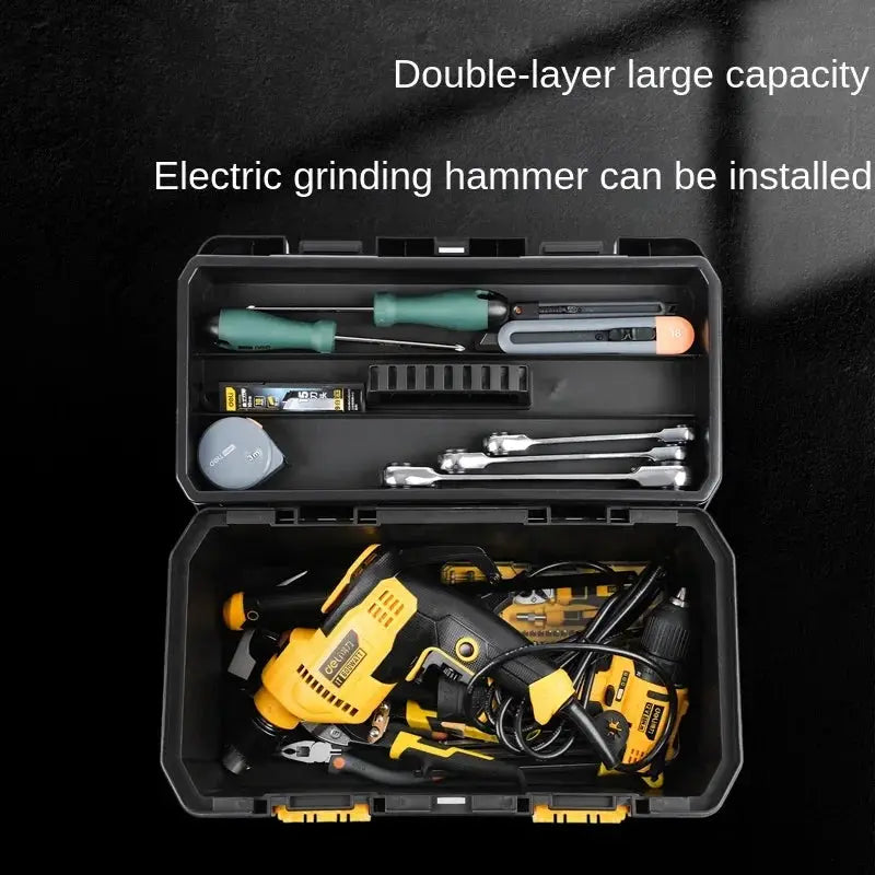 Deli 12/15 Inch Large Capacity Tool Case Multifunction Electrician Portable Tools Box Anti-theft Clasp Design Storage Boxes from PriceLows™