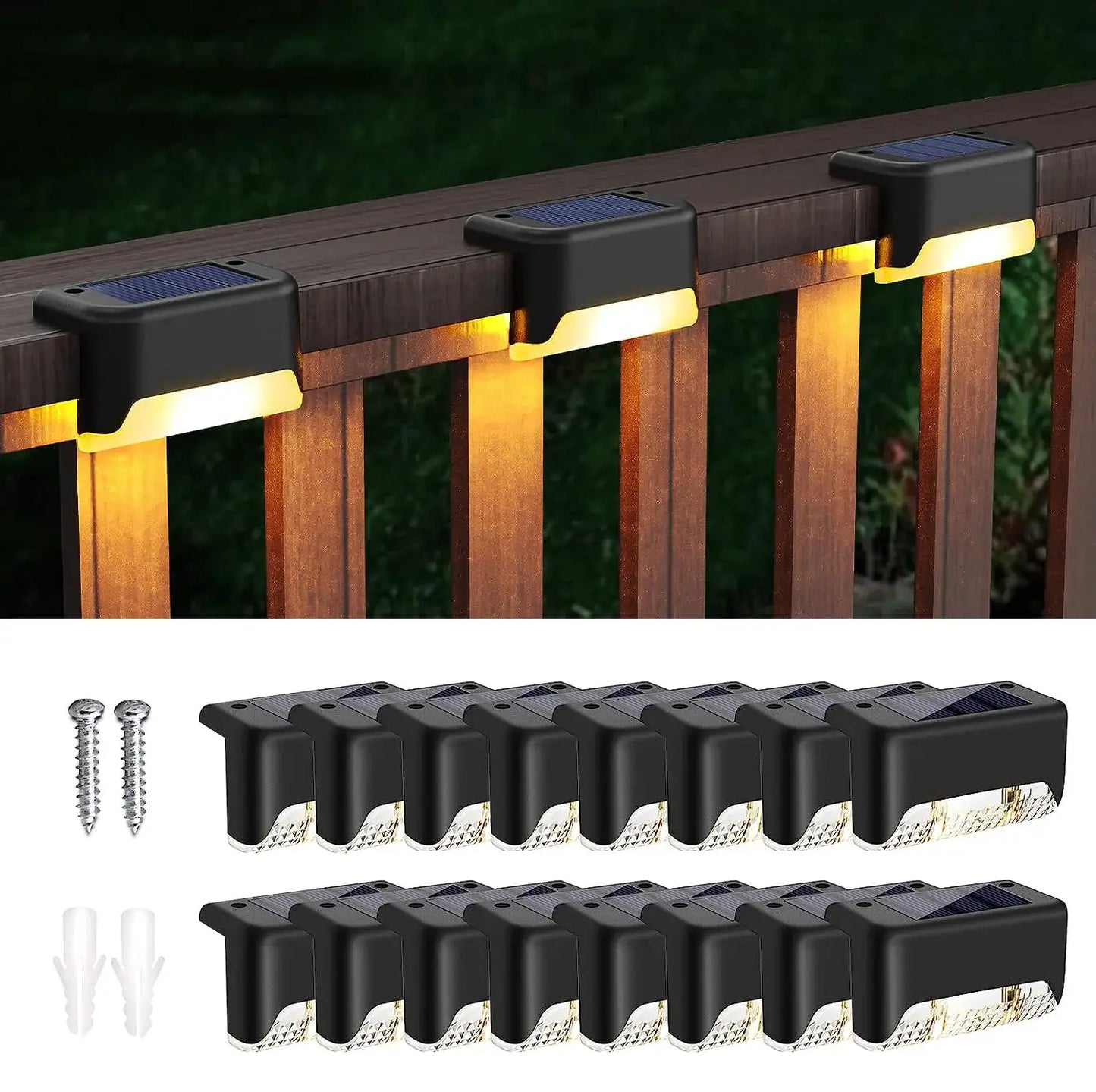 16-Pack Outdoor Solar Deck Lamp For Outdoor Stairs, Steps, Fences, Yards, Patios And Paths LED Light (Warm White) from PriceLows™