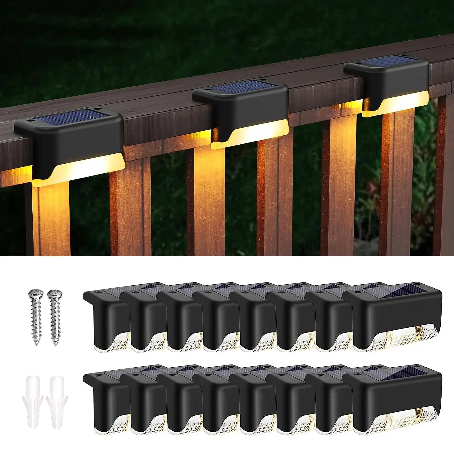 16-Pack Outdoor Solar Deck Lamp For Outdoor Stairs, Steps, Fences, Yards, Patios And Paths LED Light (Warm White) from PriceLows™