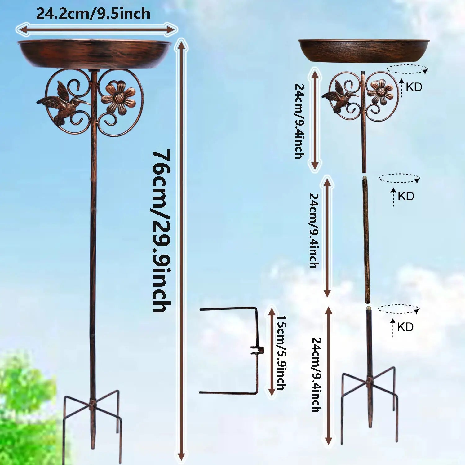 1PC Garden Metal Bird Bath/Feeder, Detachable Cast Iron Decorative Bird Feeder, Suitable for Garden, Patio, and Lawn Decorat from PriceLows™