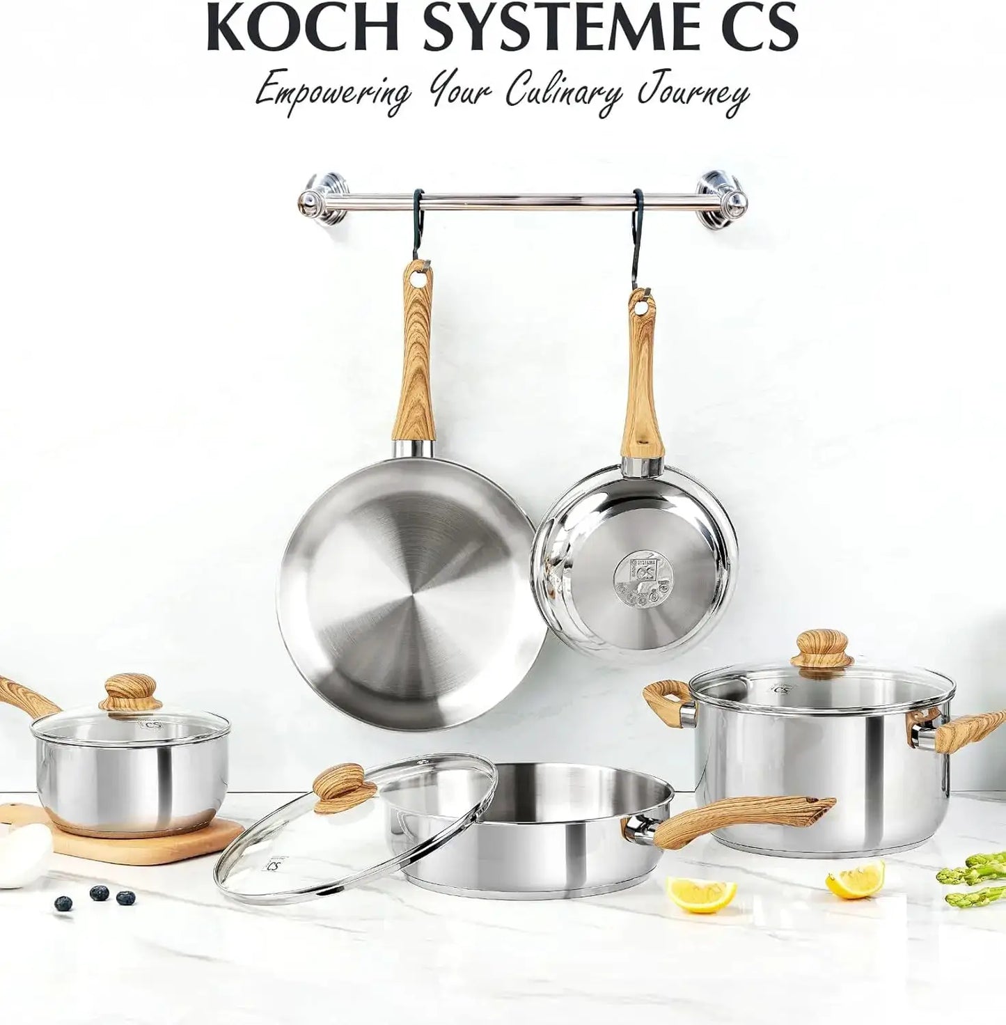 Stainless Steel Coowkare Set 10PCS, Professional 18/10 Stainless Steel Pots and Pans Set with Cool-Touch Handles from PriceLows™