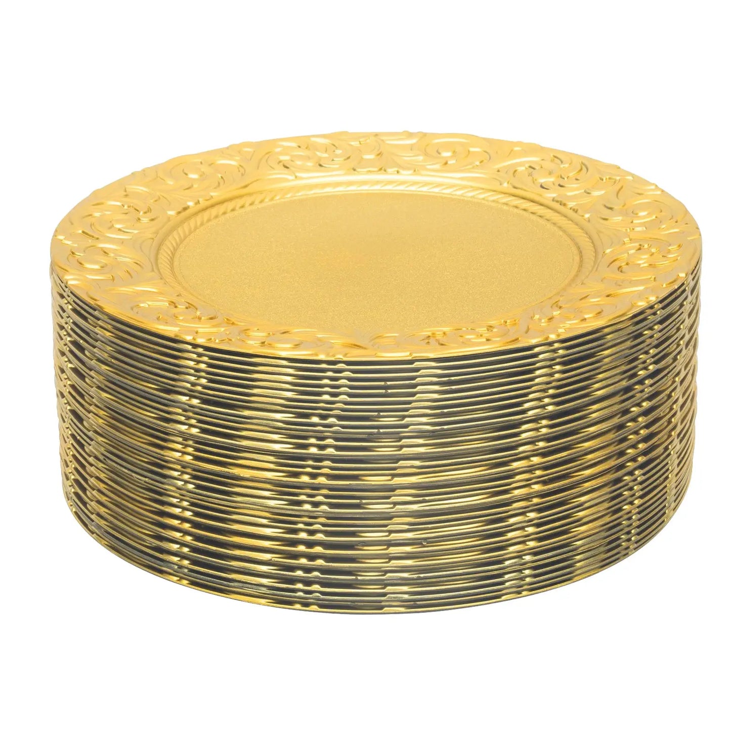 Charger Plates 100-Piece Set Round Reusable Serving Plates Gold Black Silver Green for Wedding Banquet Party Decor from PriceLows™