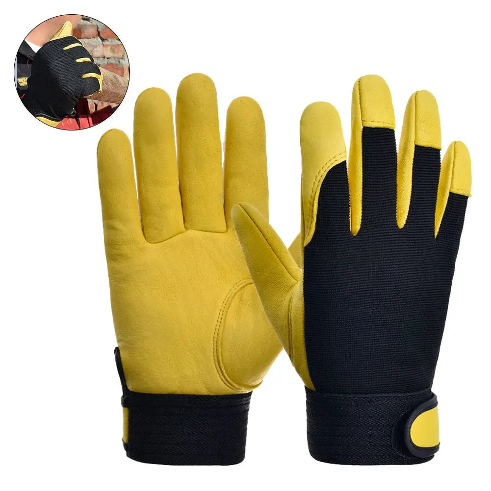 Cowhide Leather Work Gloves Safety Labour Protection Garden Sports Motorcycle Driver Workers Work Welding Wear-resistant Gloves from PriceLows™