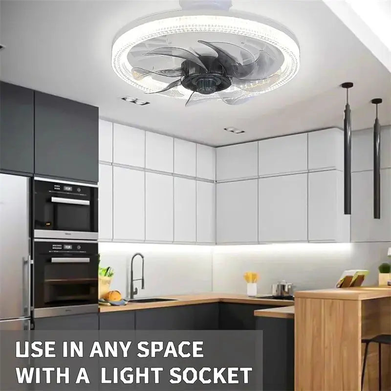 LED Ceiling Fan Light | Remote Control | E27 Socket Base | 3 Color Dimming