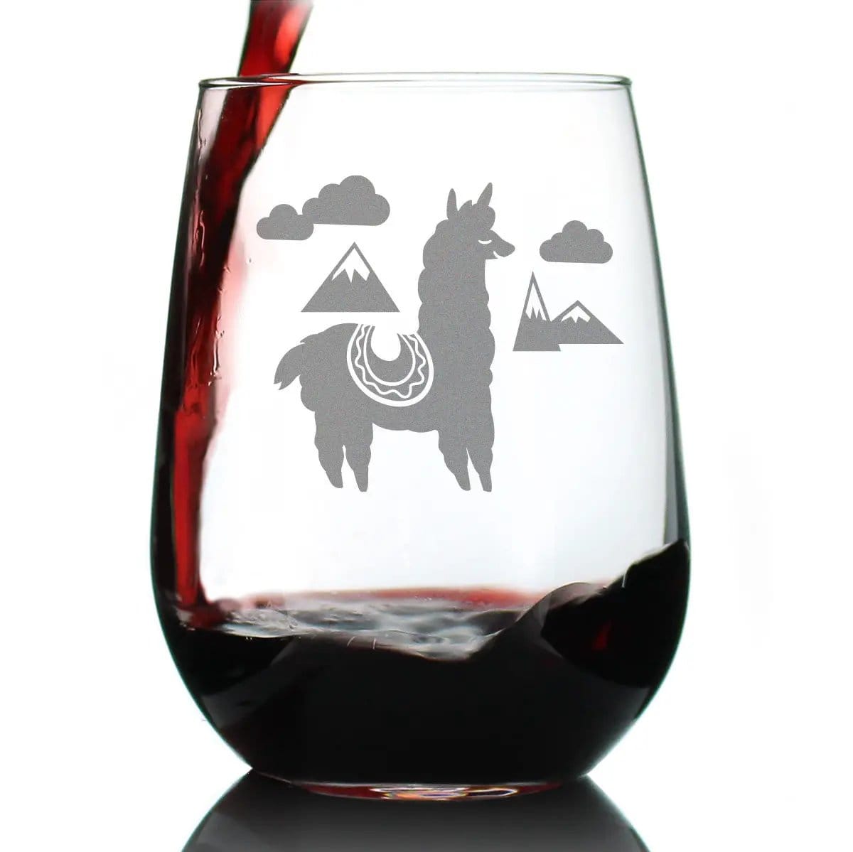 Etched Stemless Wine Glass | 17 oz | Dishwasher Safe | Alpaca