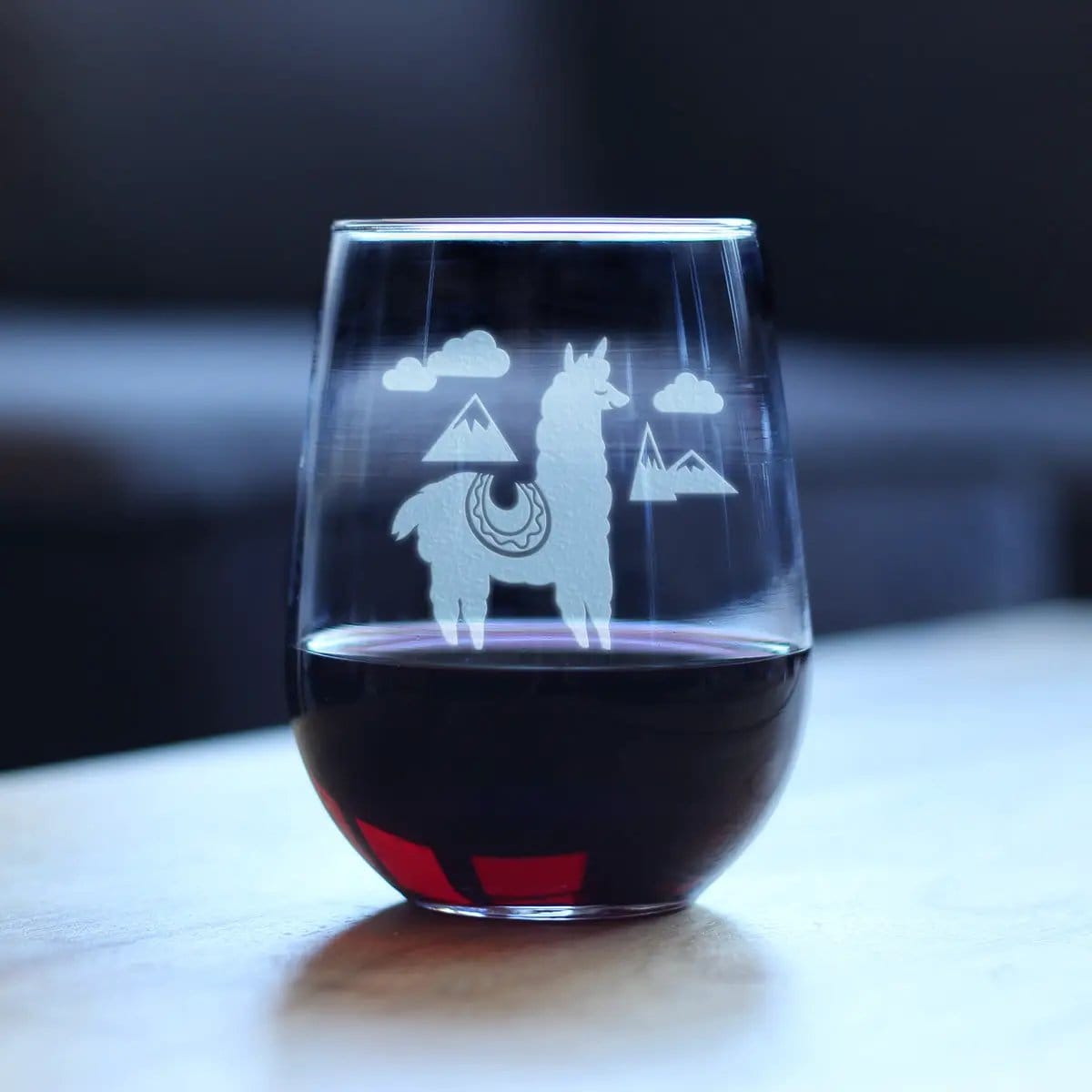 Etched Stemless Wine Glass | 17 oz | Dishwasher Safe | Alpaca