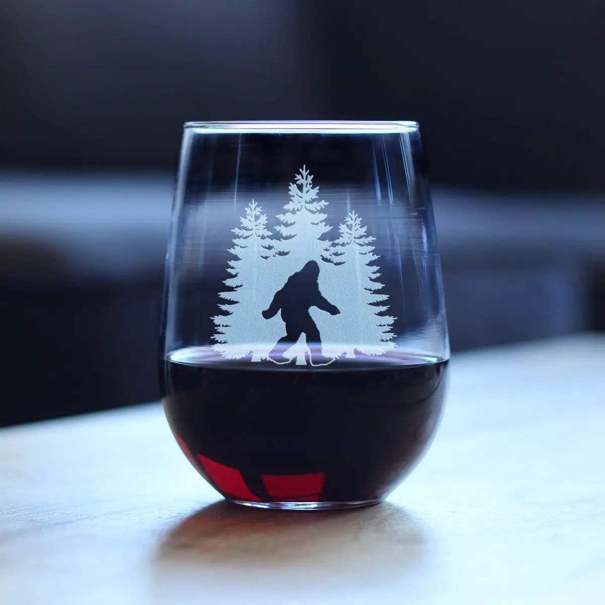 Etched Stemless Wine Glass | 17 oz | Dishwasher Safe | Bigfoot Engraved