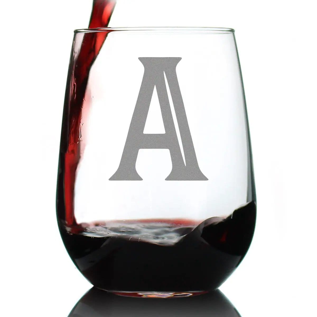 Etched Stemless Wine Glass | 17 oz | Dishwasher Safe | Monogram Letters - Floral & Bold Styles