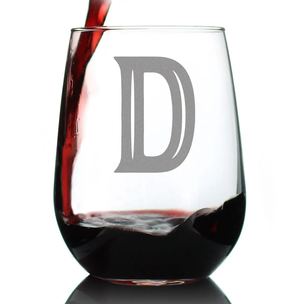 Etched Stemless Wine Glass | 17 oz | Dishwasher Safe | Monogram Letters - Floral & Bold Styles