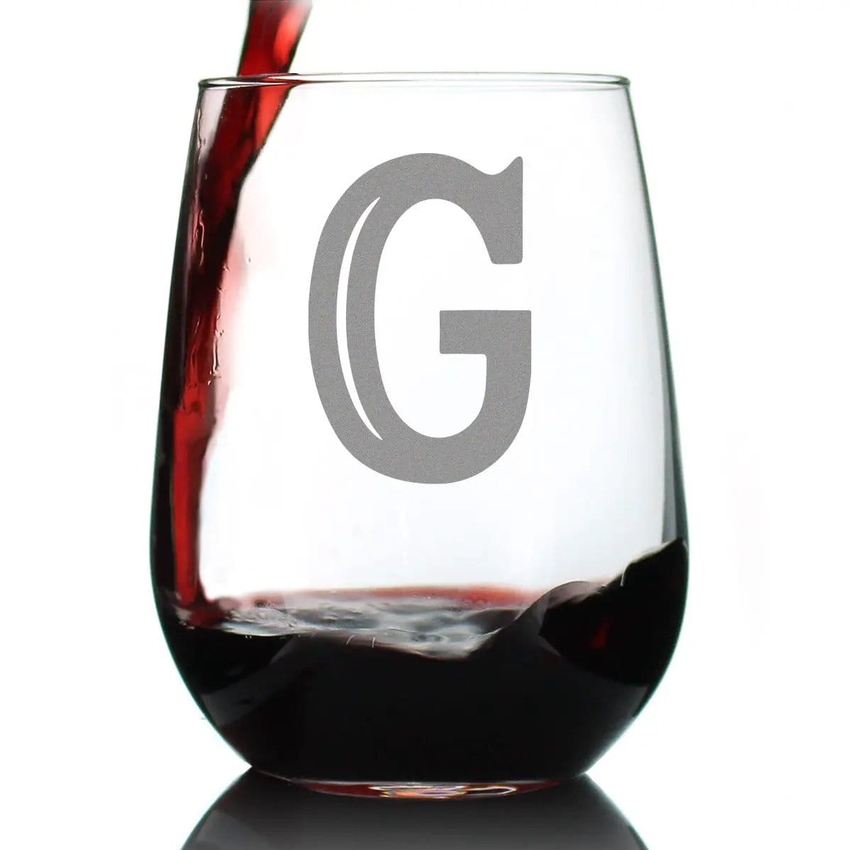 Etched Stemless Wine Glass | 17 oz | Dishwasher Safe | Monogram Letters - Floral & Bold Styles
