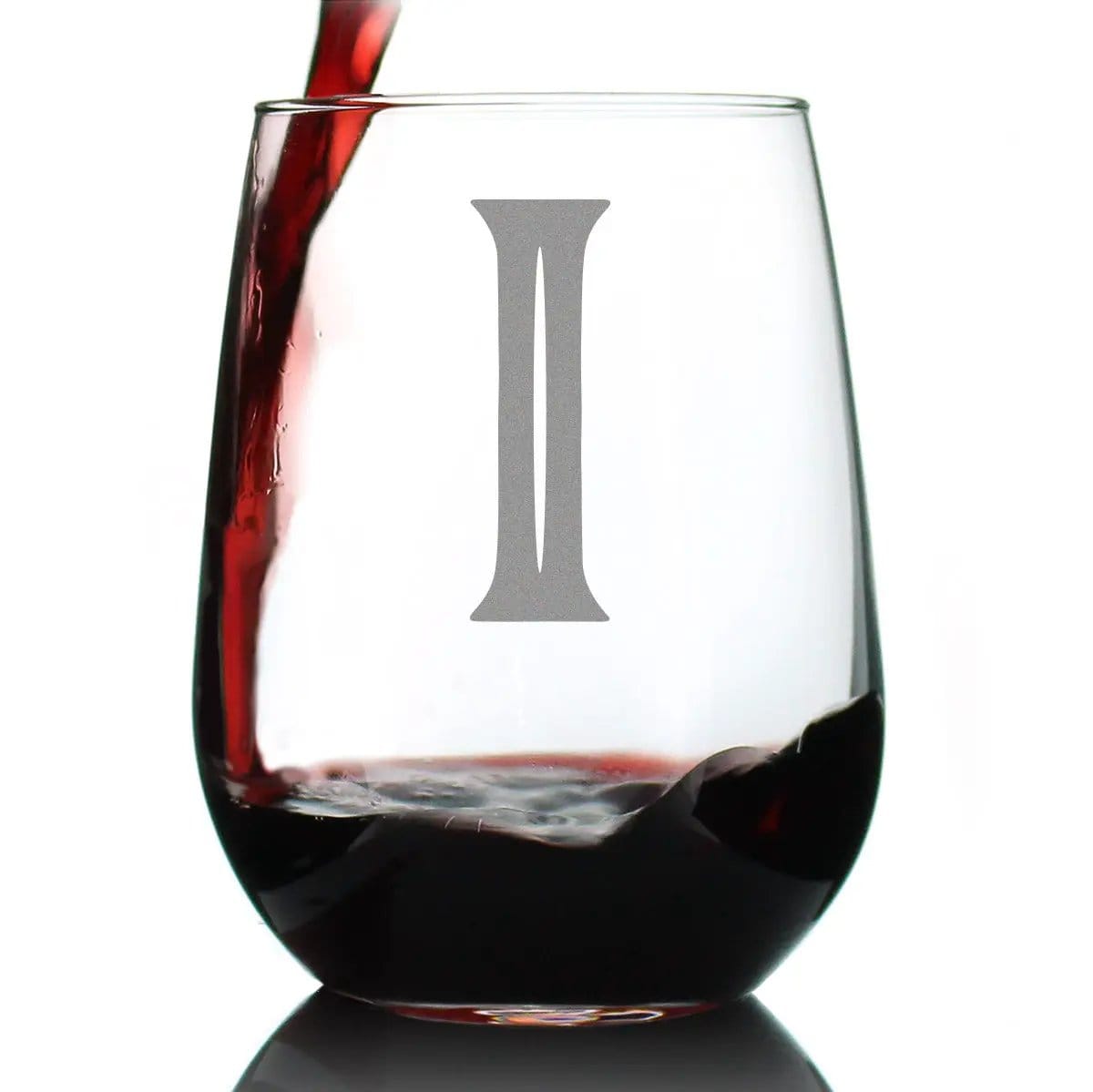 Etched Stemless Wine Glass | 17 oz | Dishwasher Safe | Monogram Letters - Floral & Bold Styles