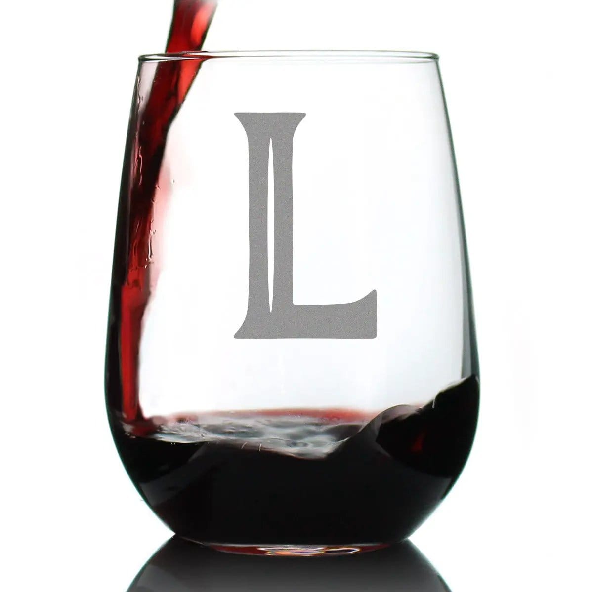 Etched Stemless Wine Glass | 17 oz | Dishwasher Safe | Monogram Letters - Floral & Bold Styles