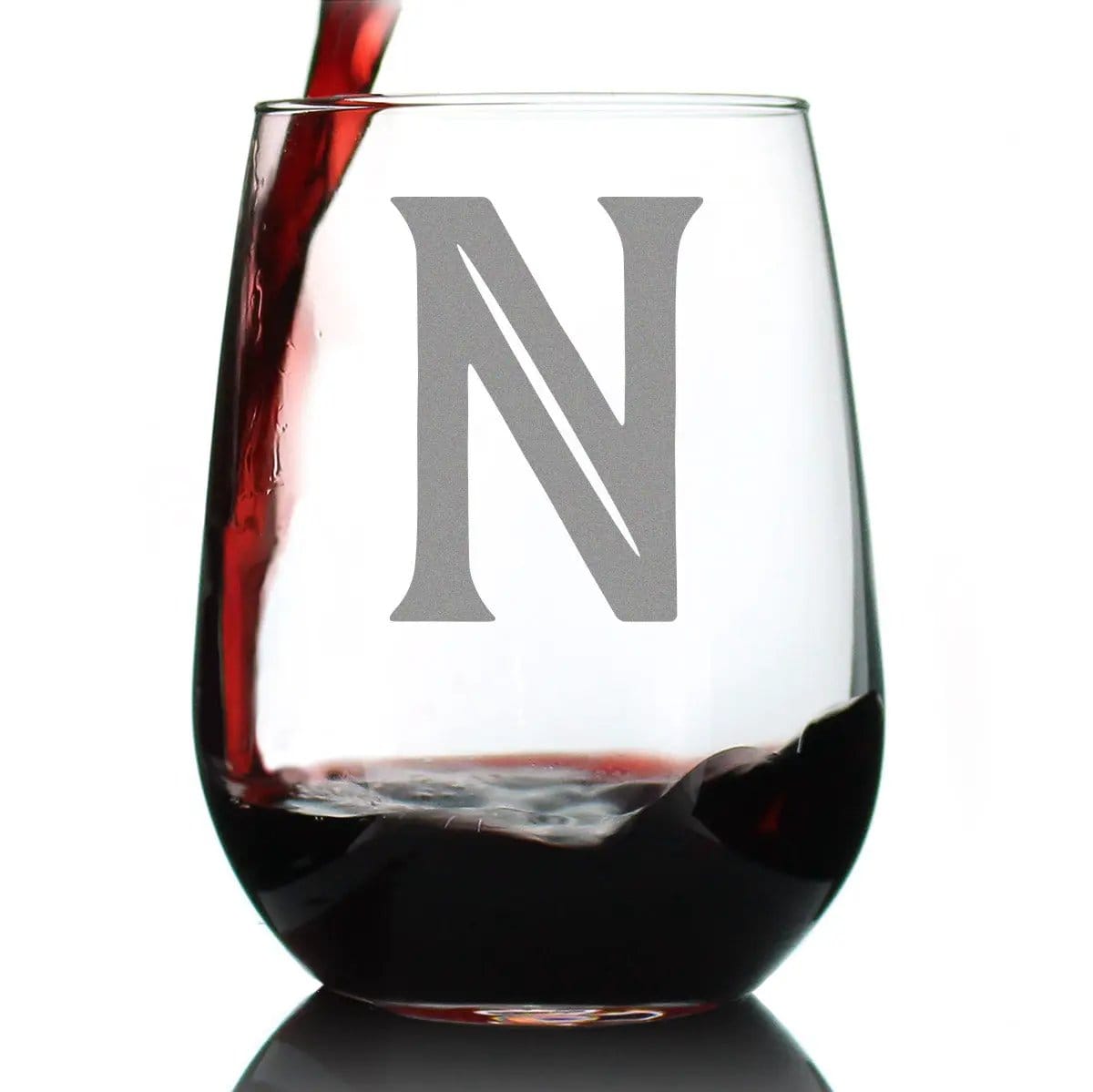 Etched Stemless Wine Glass | 17 oz | Dishwasher Safe | Monogram Letters - Floral & Bold Styles