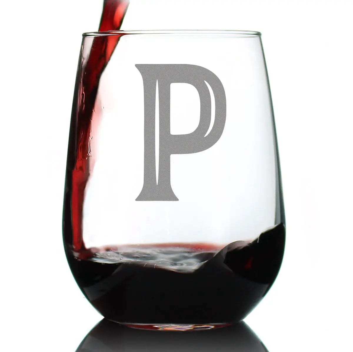 Etched Stemless Wine Glass | 17 oz | Dishwasher Safe | Monogram Letters - Floral & Bold Styles
