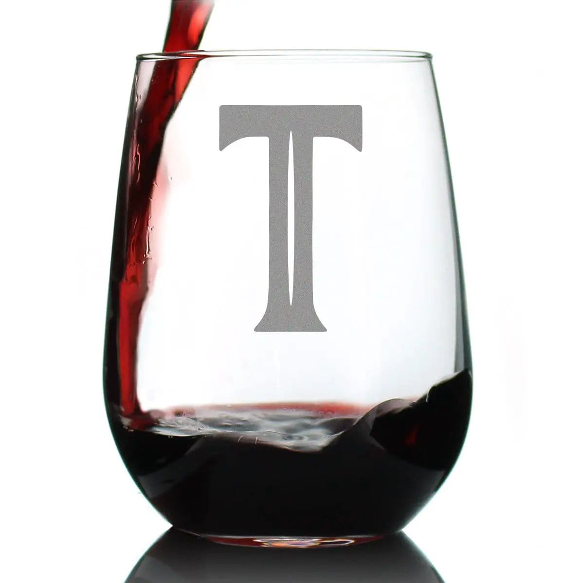 Etched Stemless Wine Glass | 17 oz | Dishwasher Safe | Monogram Letters - Floral & Bold Styles
