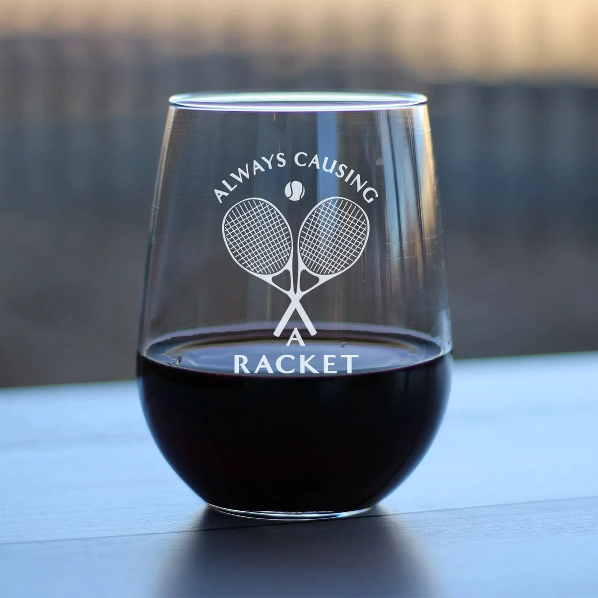 Etched Stemless Wine Glass | 17 oz | Dishwasher Safe | Causing a Racket