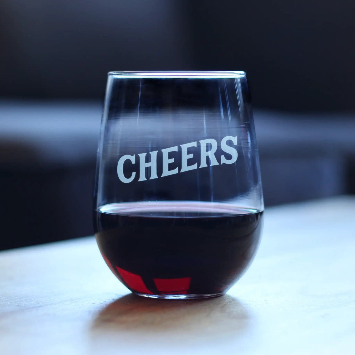 Etched Stemless Wine Glass | 17 oz | Dishwasher Safe | Cheers