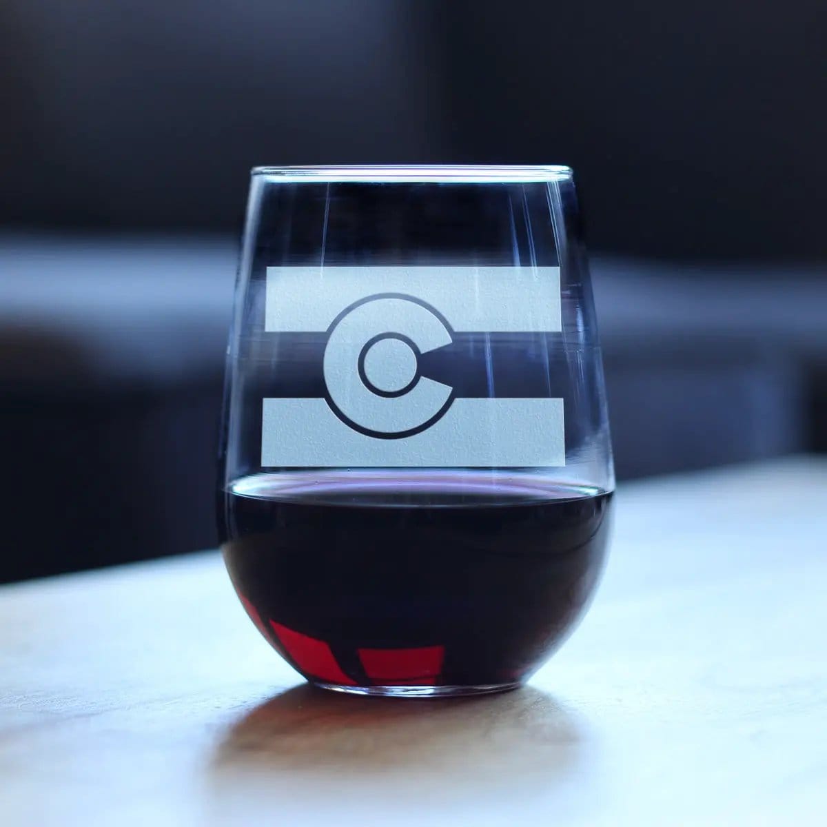 Etched Stemless Wine Glass | 17 oz | Dishwasher Safe | Colorado Flag - Cute Centennial State