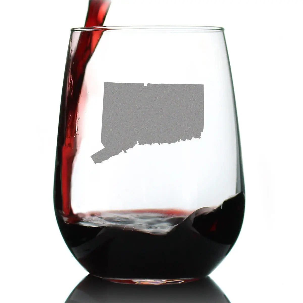 Etched Stemless Wine Glass | 17 oz | Dishwasher Safe | Connecticut State Outline