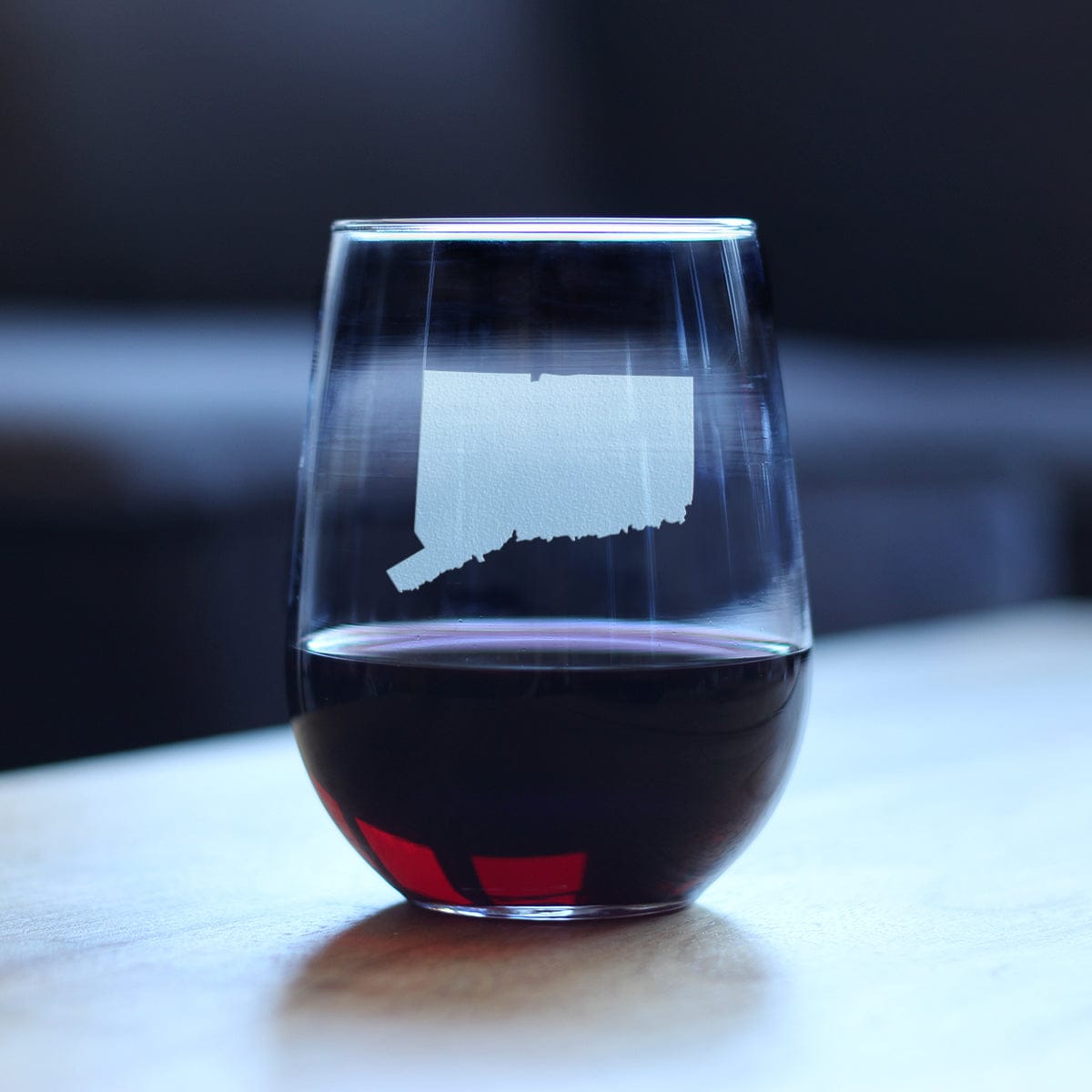 Etched Stemless Wine Glass | 17 oz | Dishwasher Safe | Connecticut State Outline