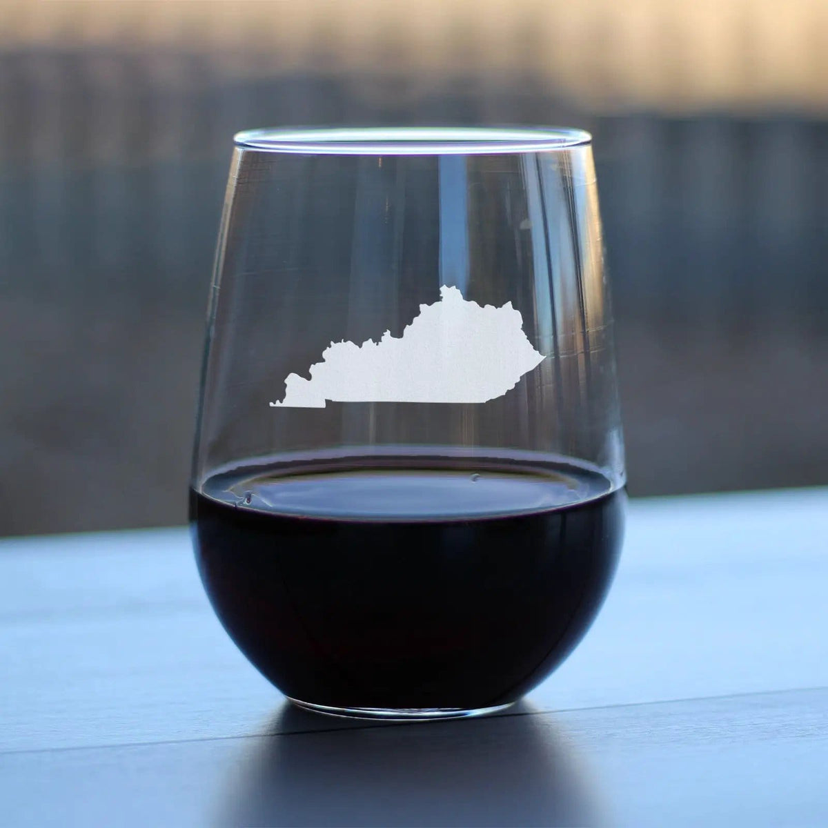 Etched Stemless Wine Glass | 17 oz | Dishwasher Safe | Kentucky State Outline