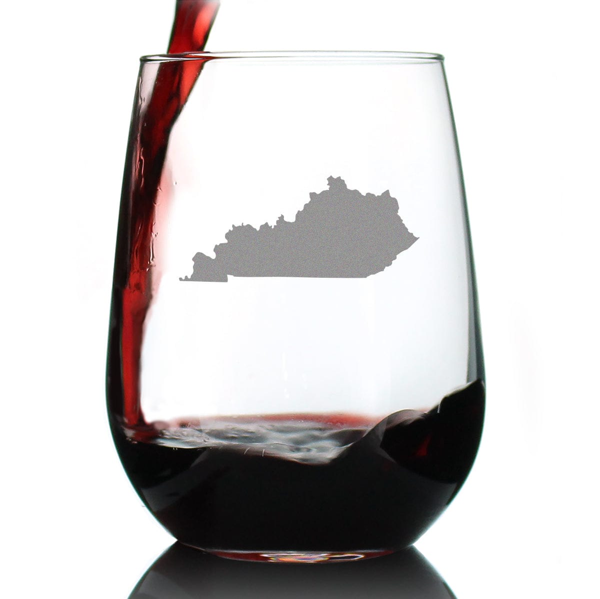 Etched Stemless Wine Glass | 17 oz | Dishwasher Safe | Kentucky State Outline