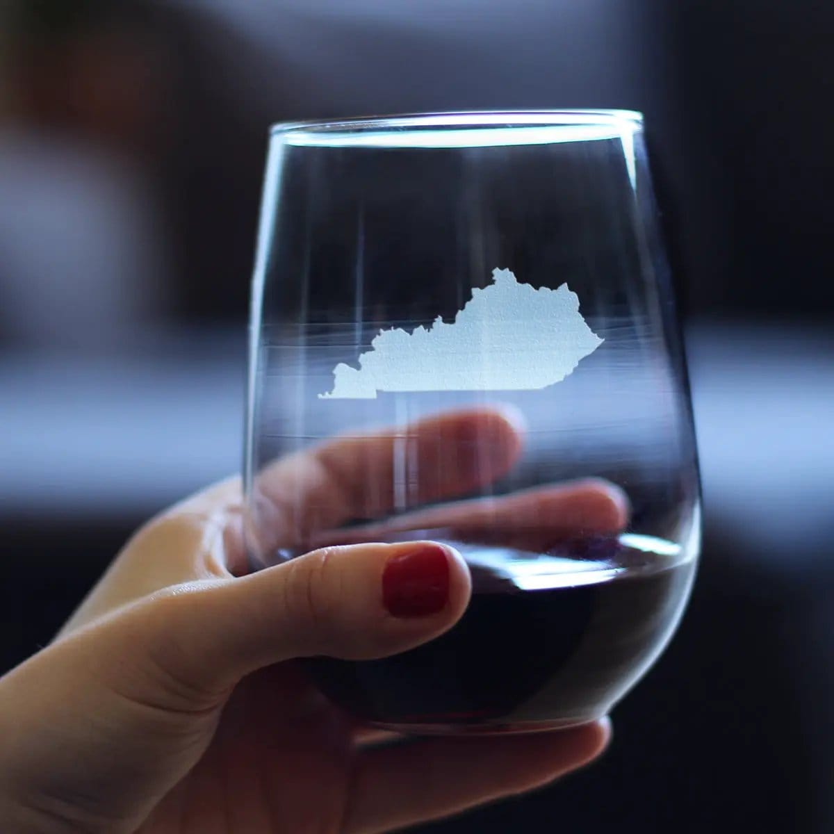 Etched Stemless Wine Glass | 17 oz | Dishwasher Safe | Kentucky State Outline