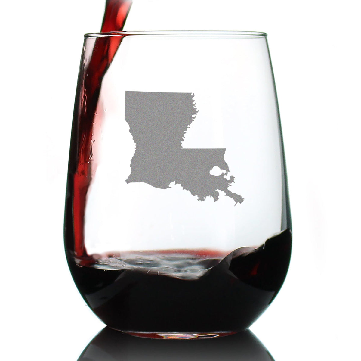 Etched Stemless Wine Glass | 17 oz | Dishwasher Safe | Louisiana State Outline
