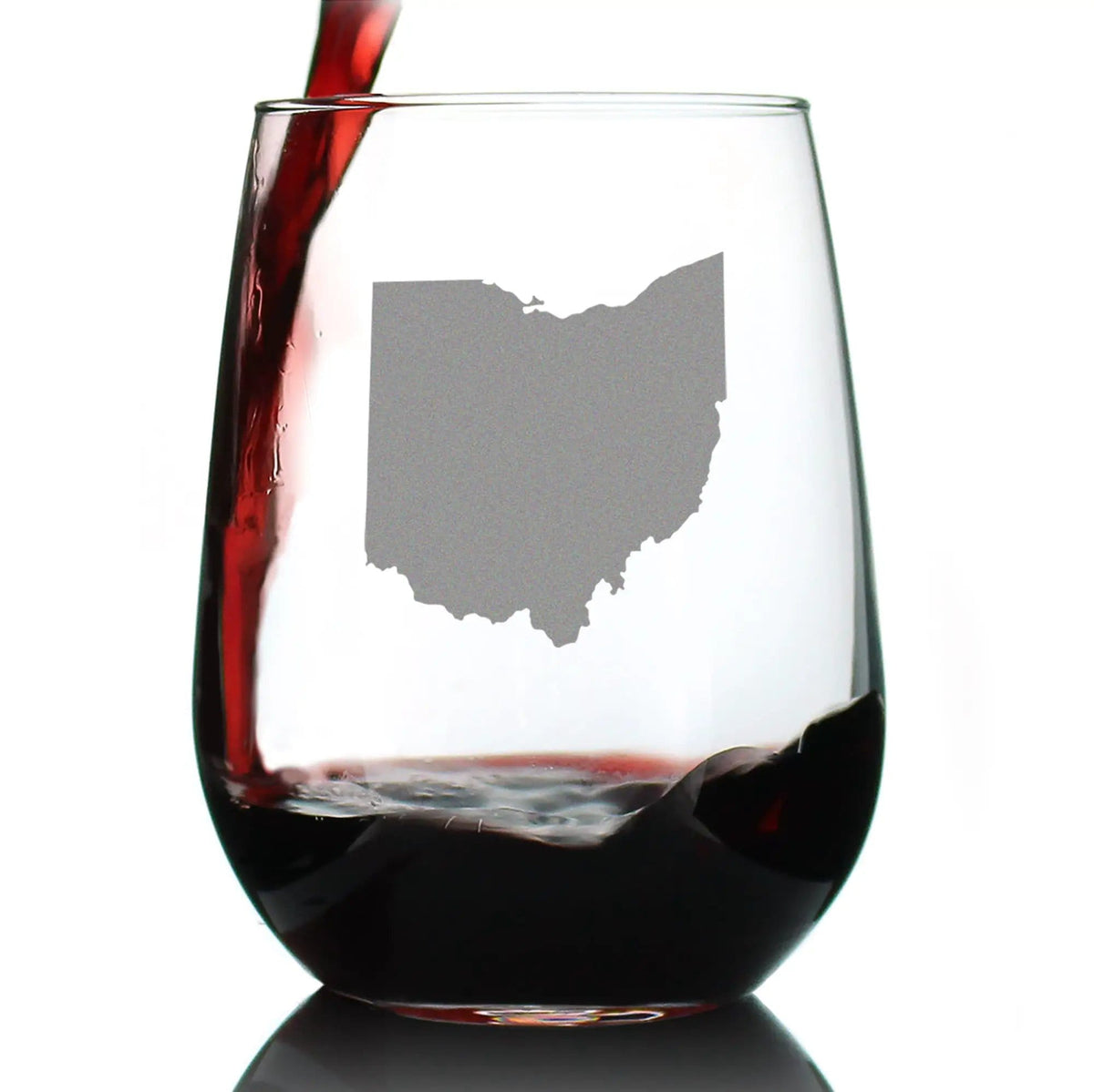 Etched Stemless Wine Glass | 17 oz | Dishwasher Safe | Ohio State Outline