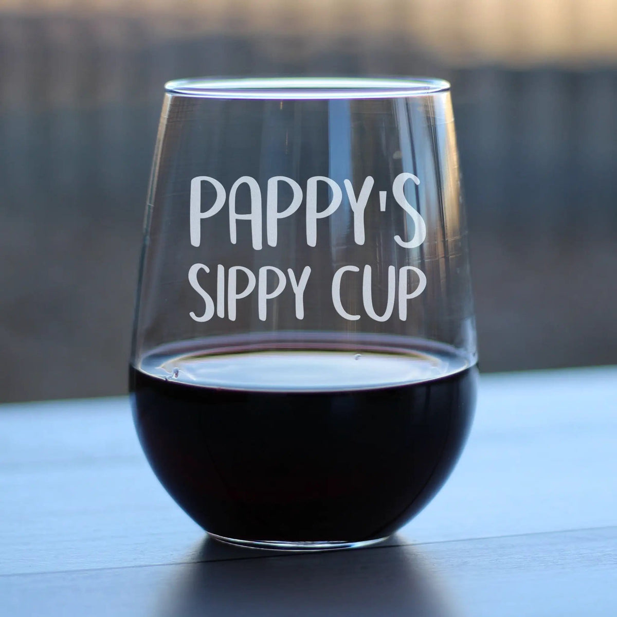 Etched Stemless Wine Glass | 17 oz | Dishwasher Safe | Pappy's Sippy Cup
