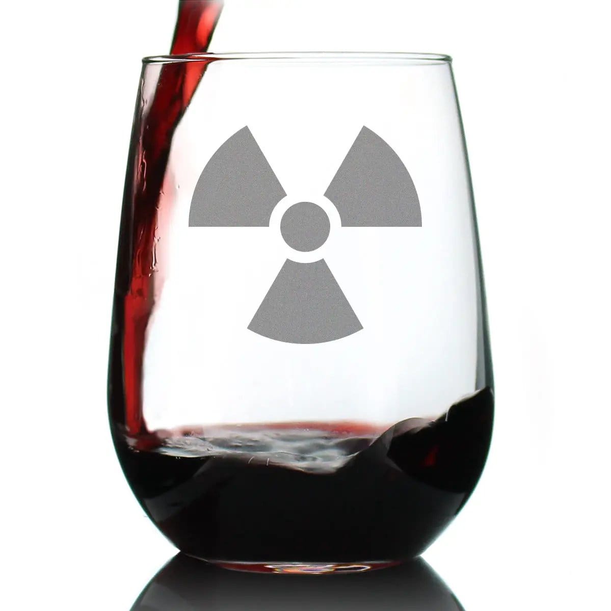 Etched Stemless Wine Glass | 17 oz | Dishwasher Safe | Radiation Symbol