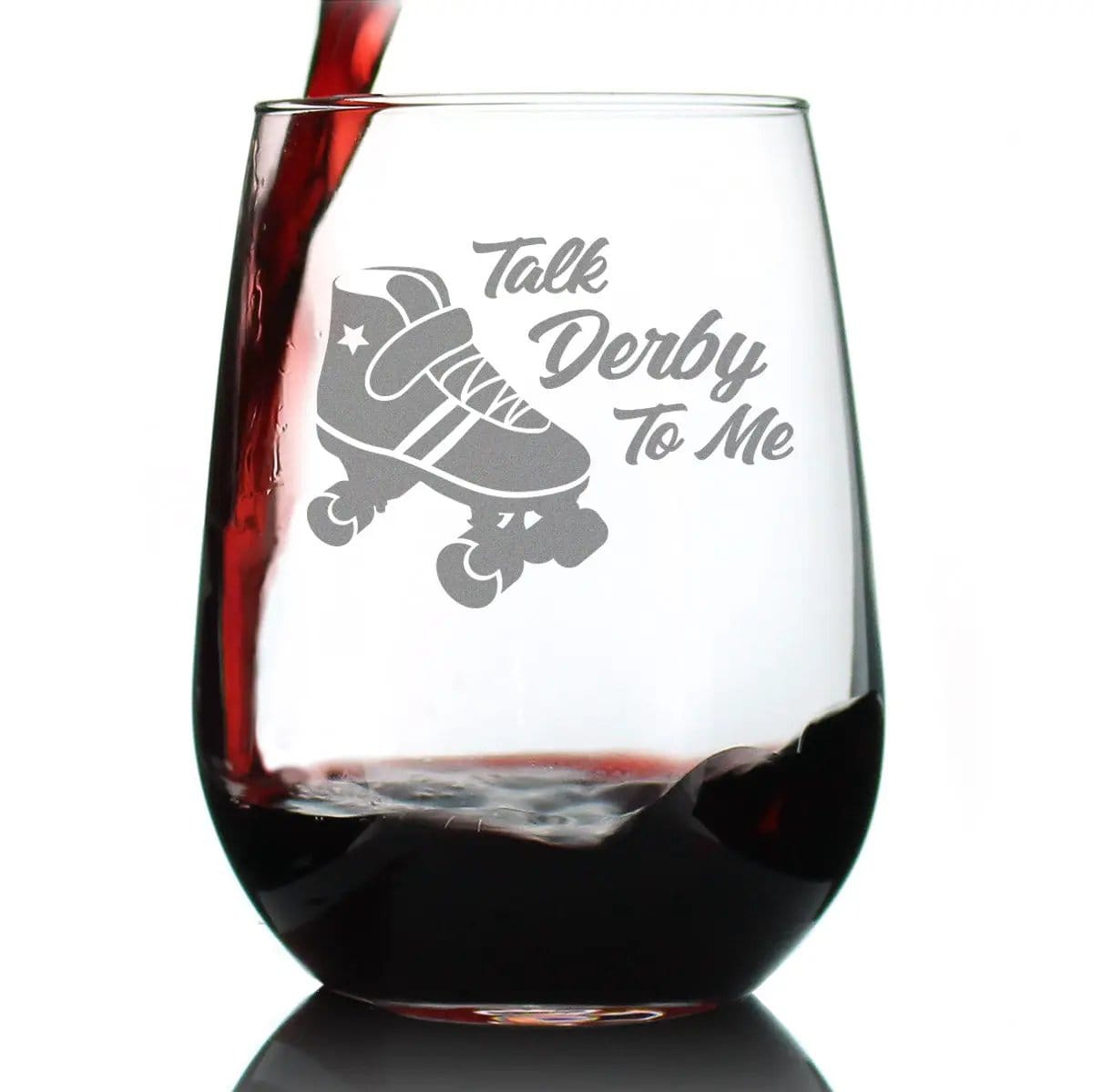 Etched Stemless Wine Glass | 17 oz | Dishwasher Safe | Talk Derby To Me