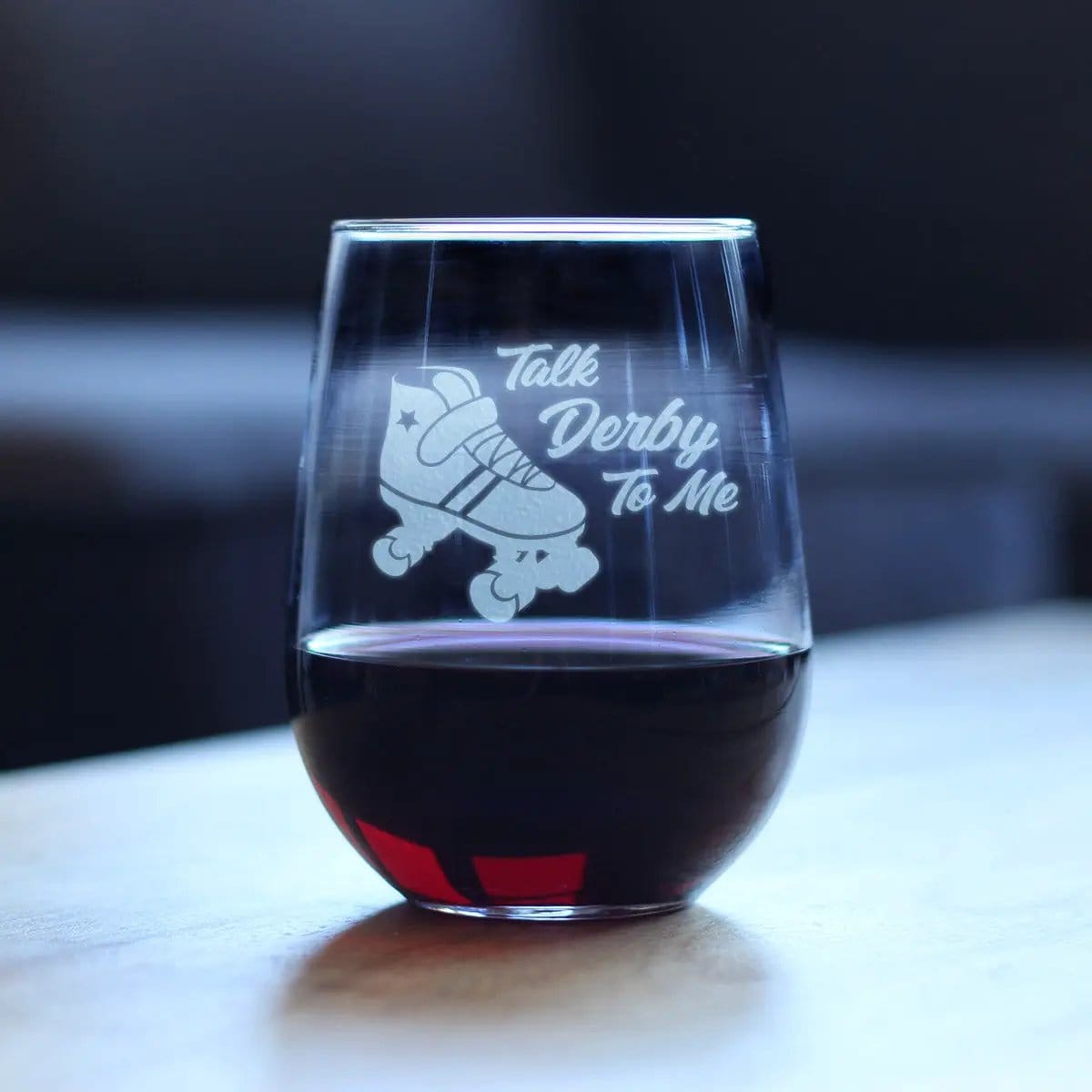 Etched Stemless Wine Glass | 17 oz | Dishwasher Safe | Talk Derby To Me