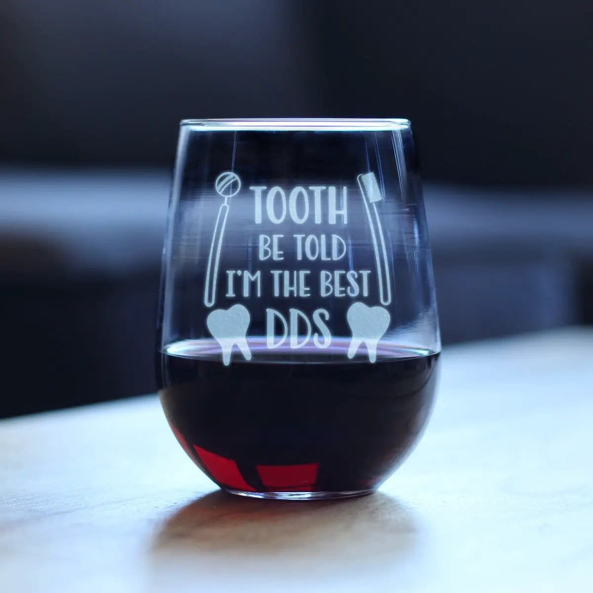 Etched Stemless Wine Glass | 17 oz | Dishwasher Safe | Tooth Be Told