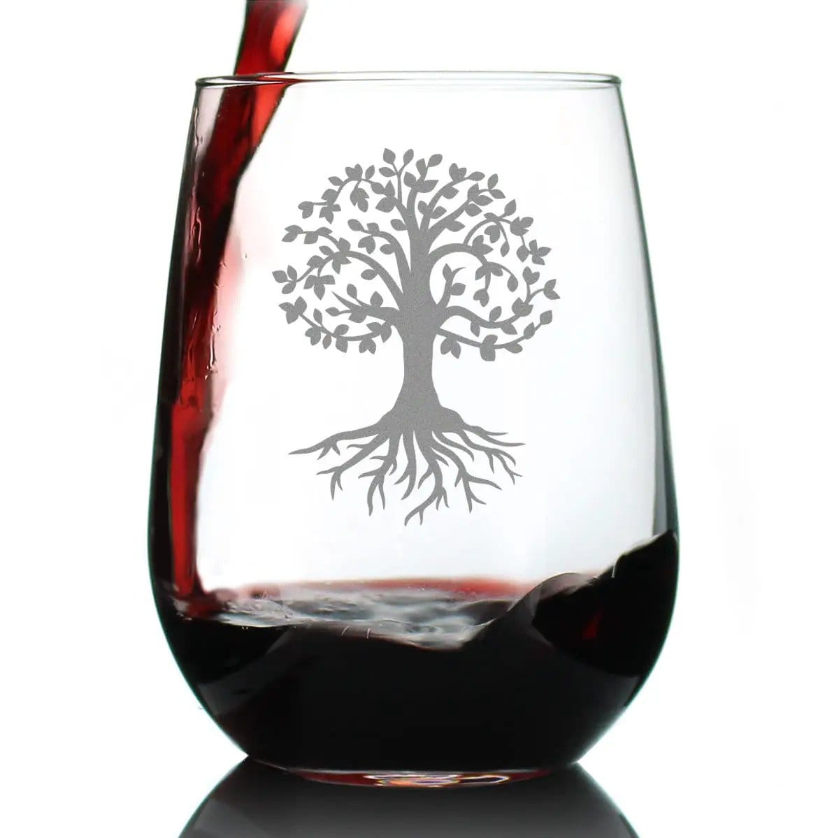 Etched Stemless Wine Glass | 17 oz | Dishwasher Safe | Tree Of Life
