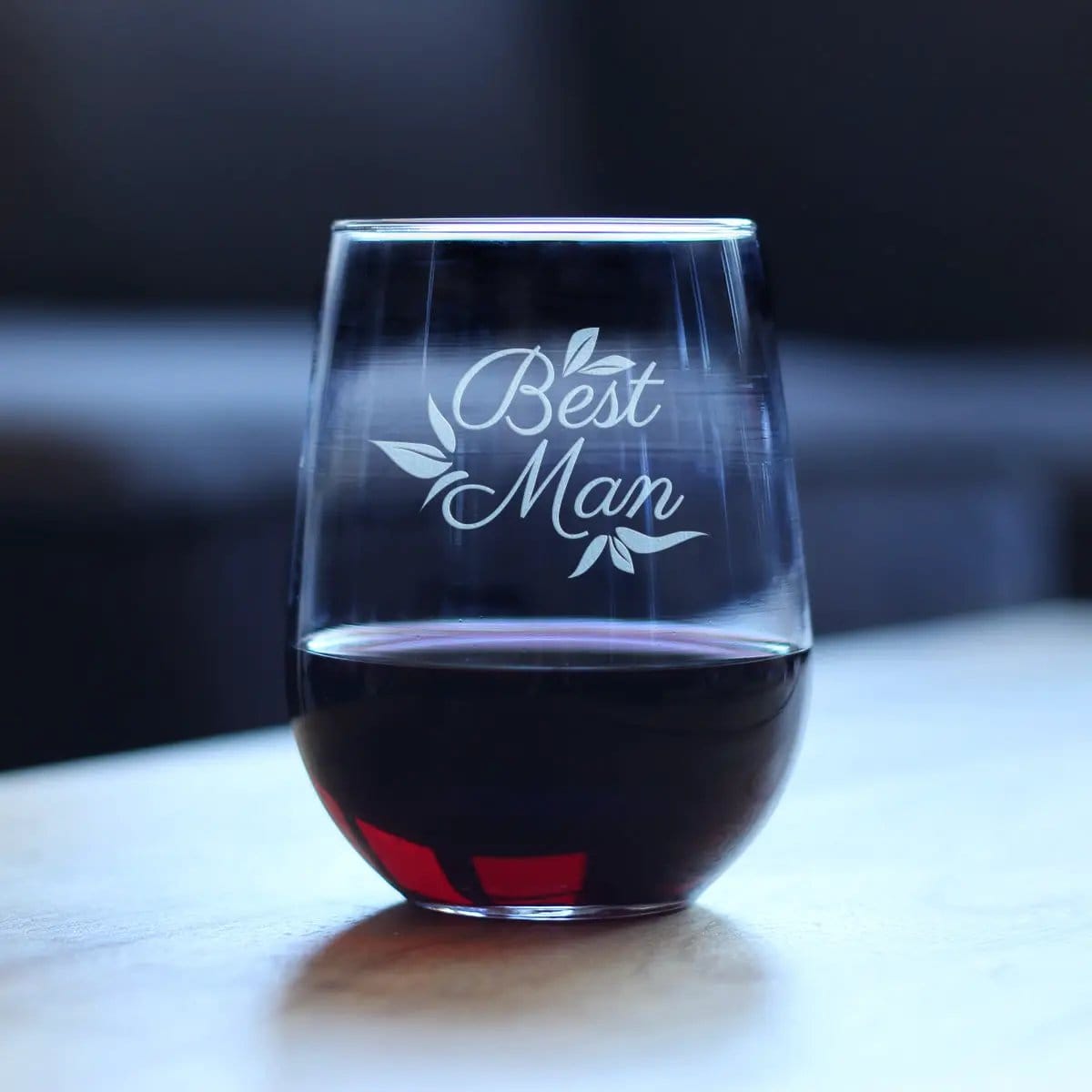 Etched Stemless Wine Glass | 17 oz | Dishwasher Safe | Best Man
