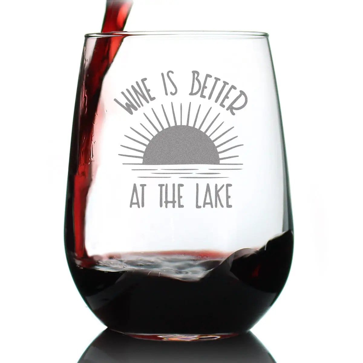 Etched Stemless Wine Glass | 17 oz | Dishwasher Safe | Wine is Better at the Lake