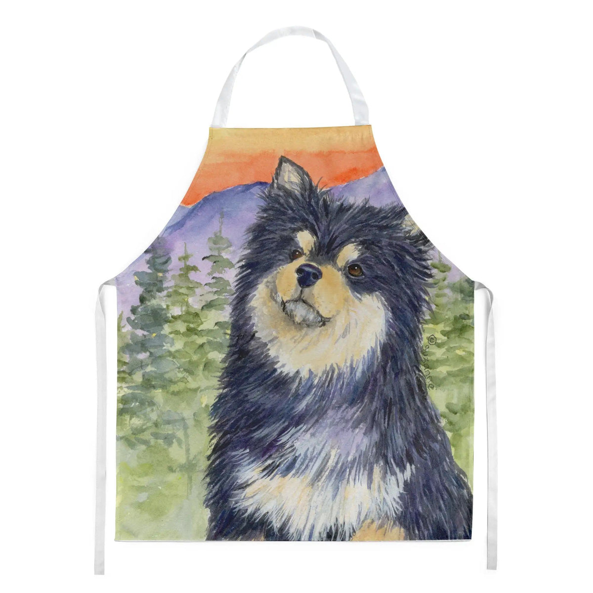Kitchen Apron | Bib Style Unisex | 27"W x 30"H | Finnish Lapphund (Style 2)