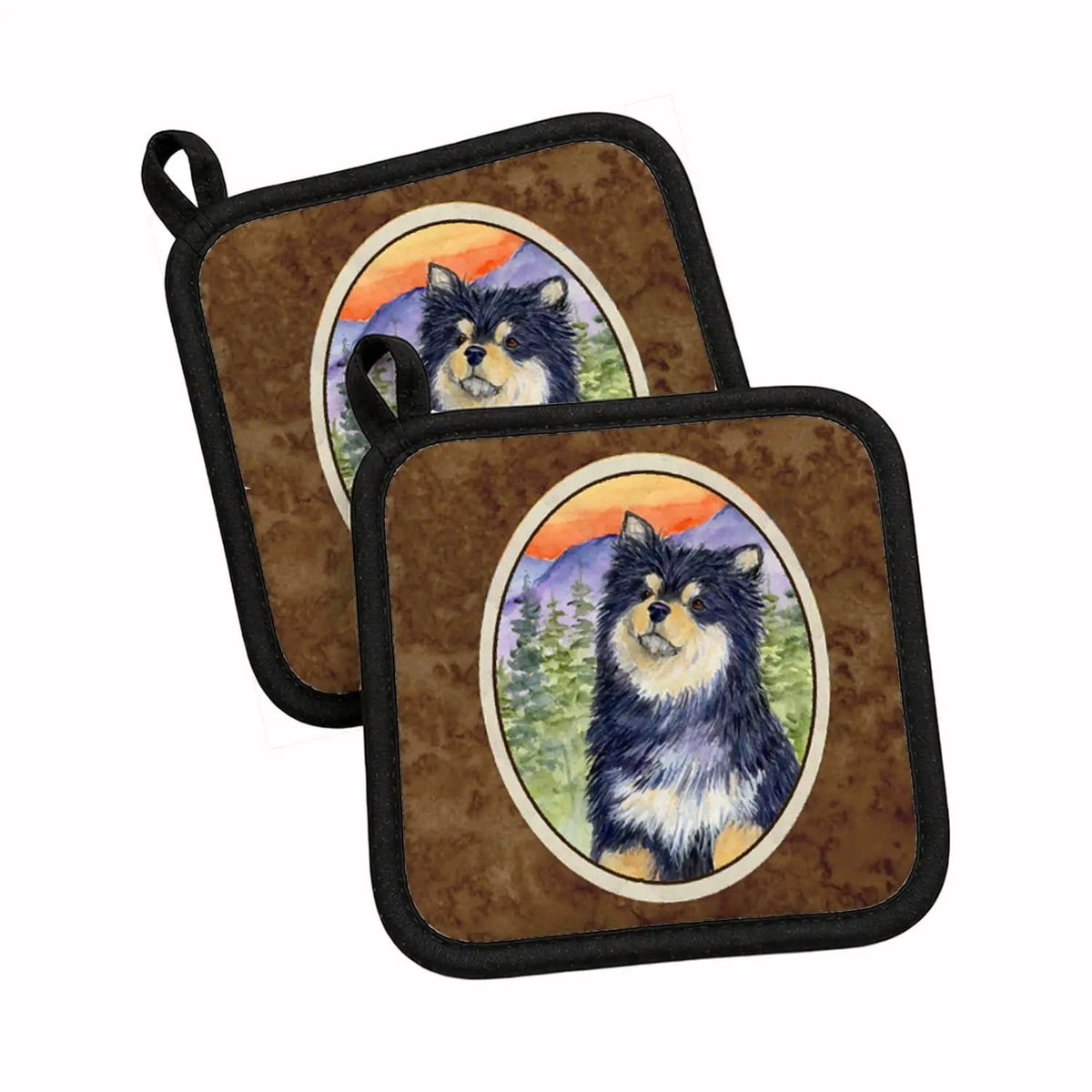 Pot Holder Set of 2 | Heat Resistant Quilted Hot Pads | 7.5 x 7.5 Inch | Finnish Lapphund