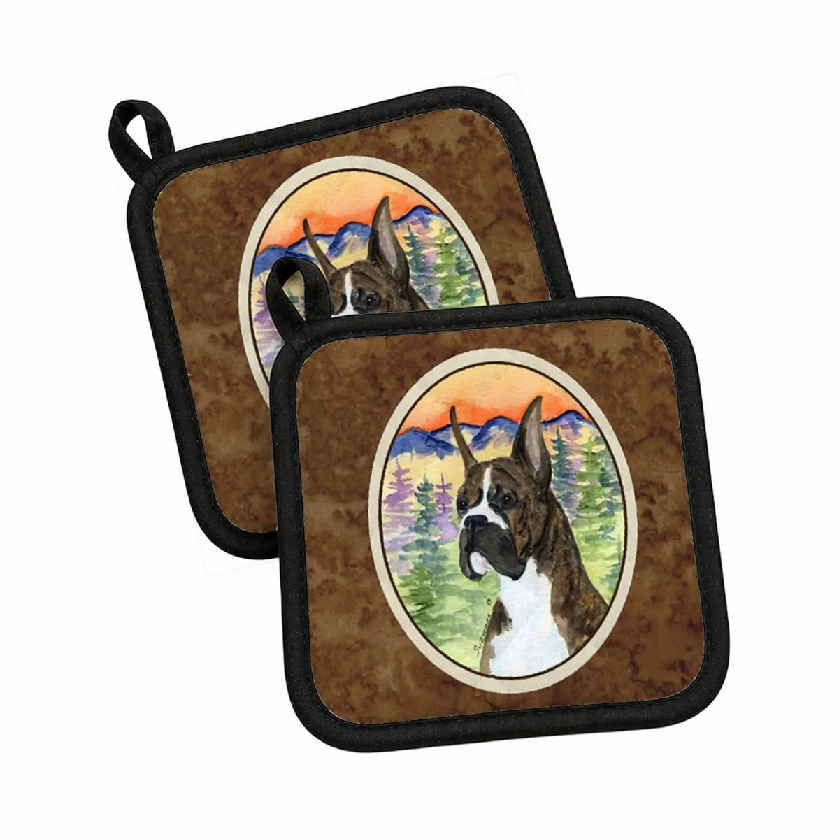 Pot Holder Set of 2 | Heat Resistant Quilted Hot Pads | 7.5 x 7.5 Inch | Boxer (Style 4)