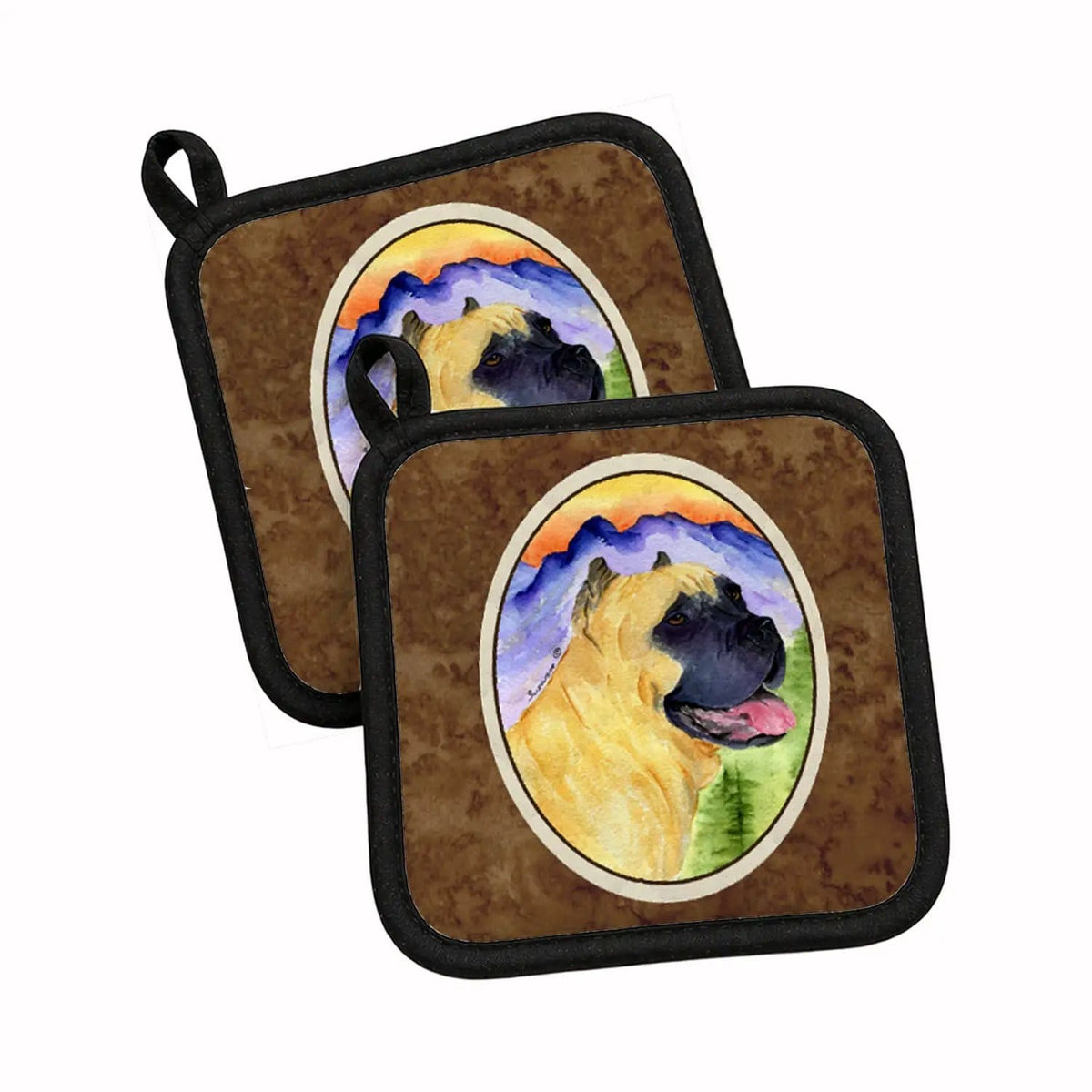 Pot Holder Set of 2 | Heat Resistant Quilted Hot Pads | 7.5 x 7.5 Inch | Cane Corso (Style 3)