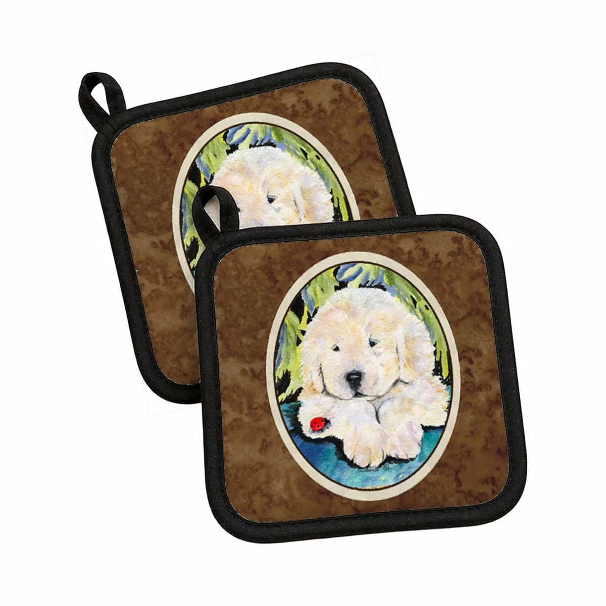 Pot Holder Set of 2 | Heat Resistant Quilted Hot Pads | 7.5 x 7.5 Inch | Golden Retriever (Style 32)