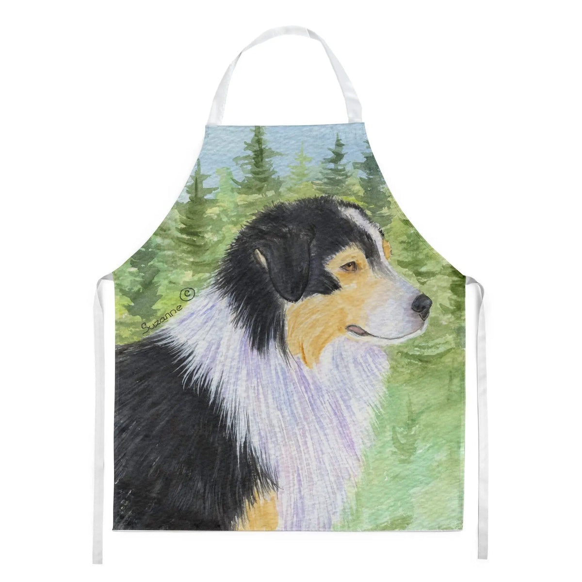 Kitchen Apron | Bib Style Unisex | 27"W x 30"H | Australian Shepherd (Style 6)