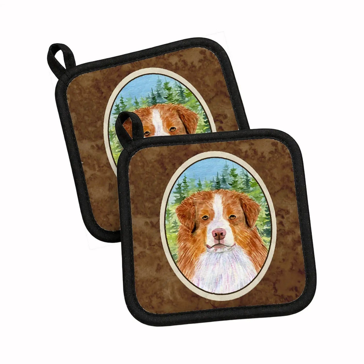 Pot Holder Set of 2 | Heat Resistant Quilted Hot Pads | 7.5 x 7.5 Inch | Australian Shepherd (Style 18)