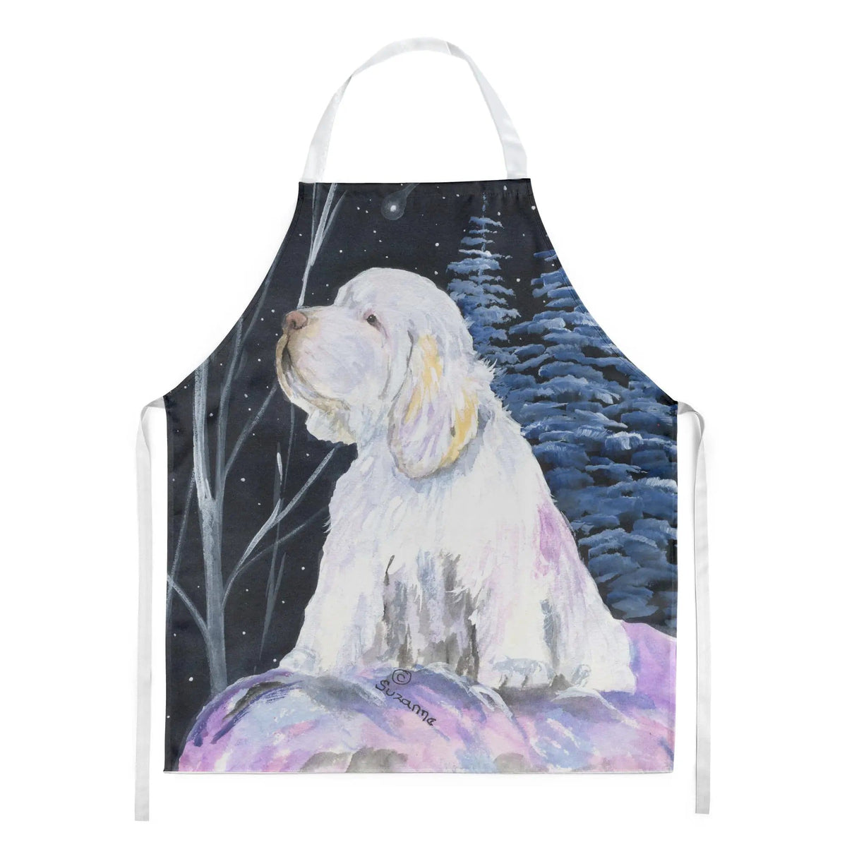 Kitchen Apron | Bib Style Unisex | 27"W x 30"H | Clumber Spaniel (Style 2)