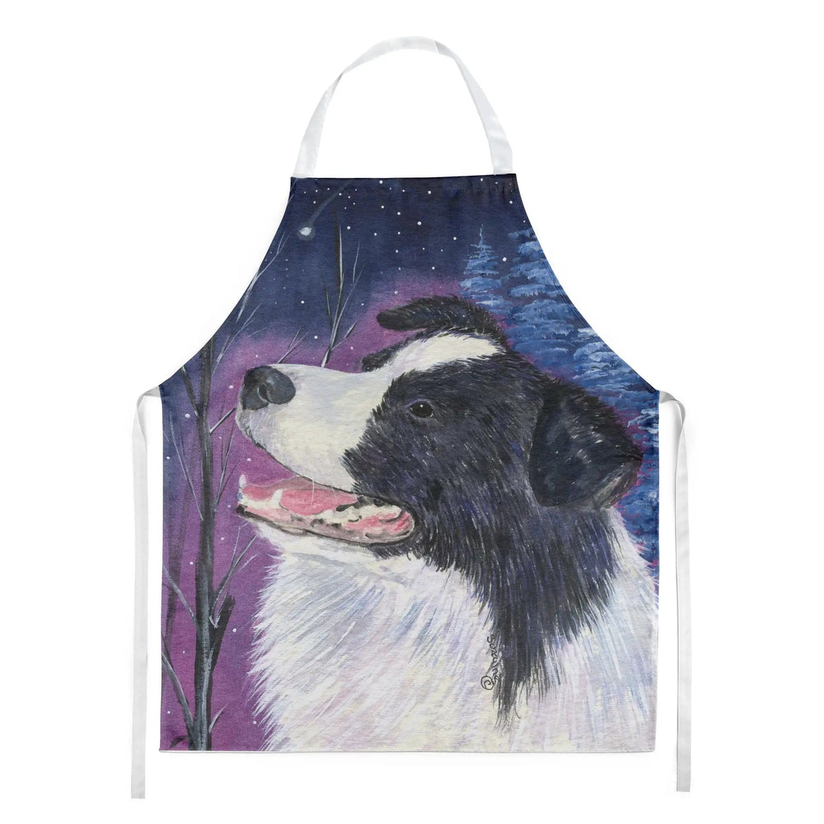 Kitchen Apron | Bib Style Unisex | 27"W x 30"H | Starry Night Border Collie