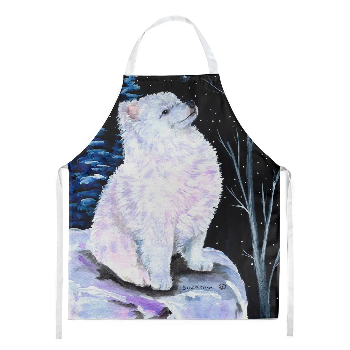 Kitchen Apron | Bib Style Unisex | 27"W x 30"H | Starry Night American Eskimo