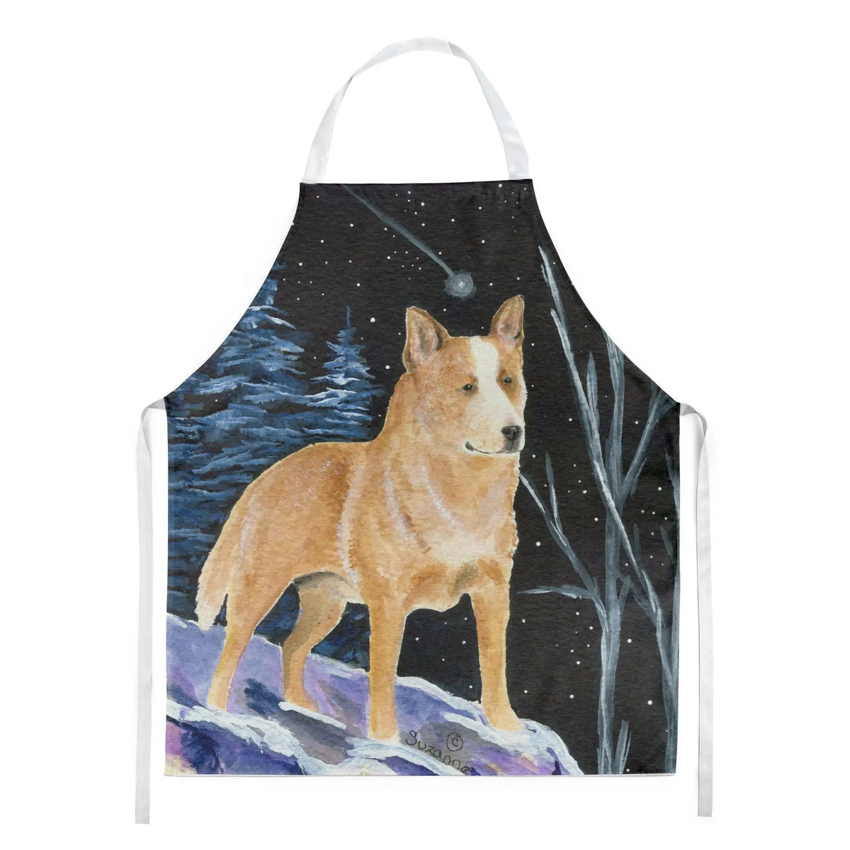 Kitchen Apron | Bib Style Unisex | 27"W x 30"H | Starry Night Australian Cattle Dog