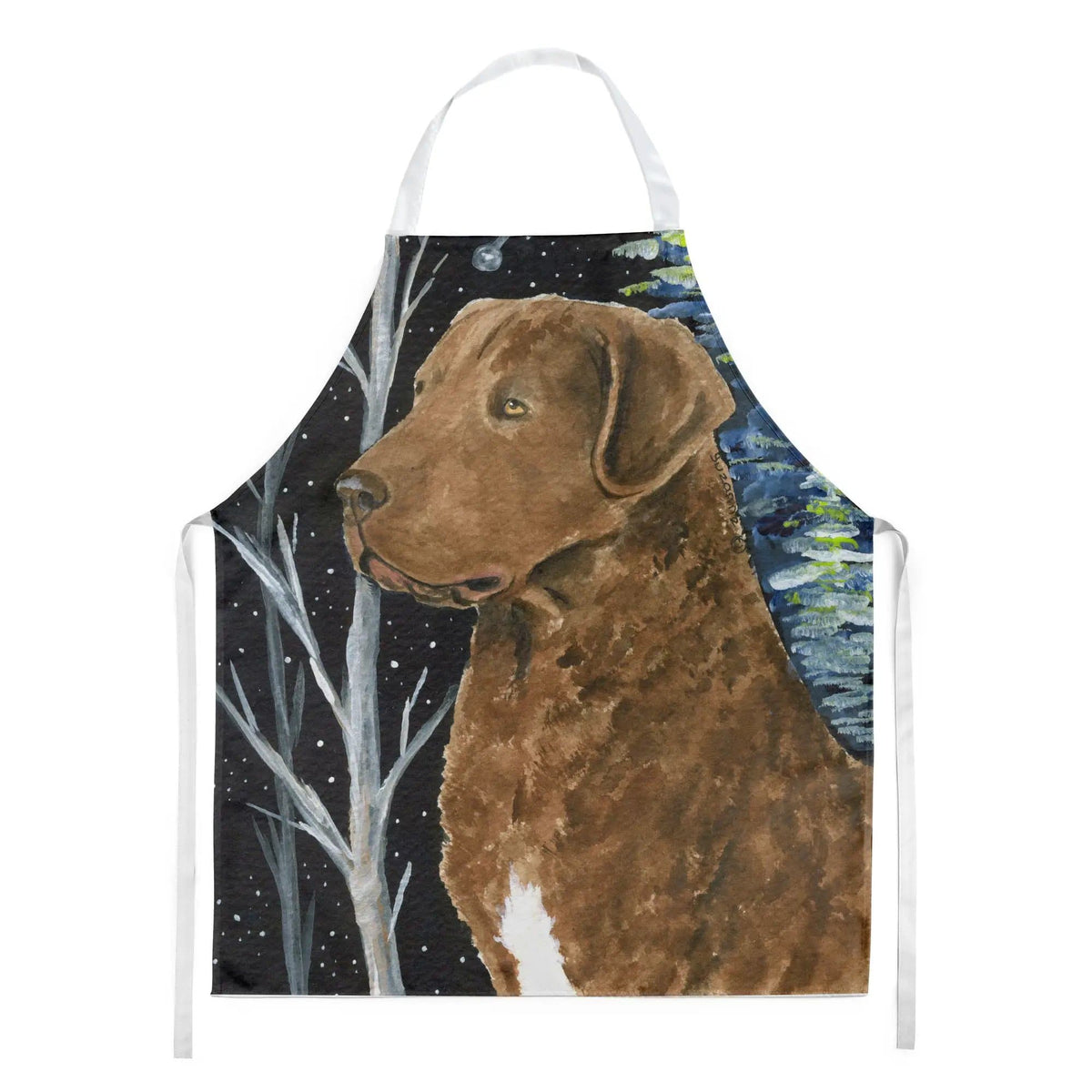Kitchen Apron | Bib Style Unisex | 27"W x 30"H | Starry Night Chesapeake Bay Retriever (Style 2)