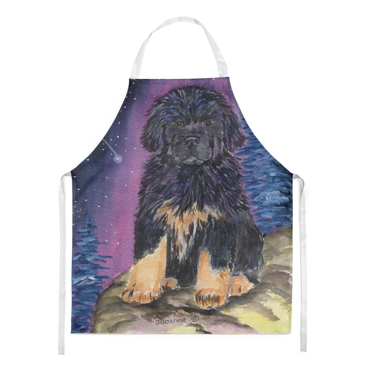 Kitchen Apron | Bib Style Unisex | 27"W x 30"H | Starry Night Tibetan Mastiff
